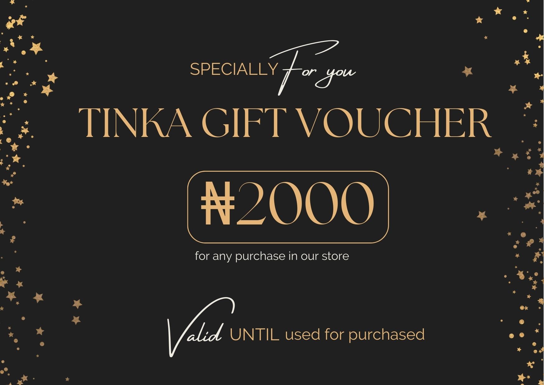 Black Tinka Voucher Gift Certificate