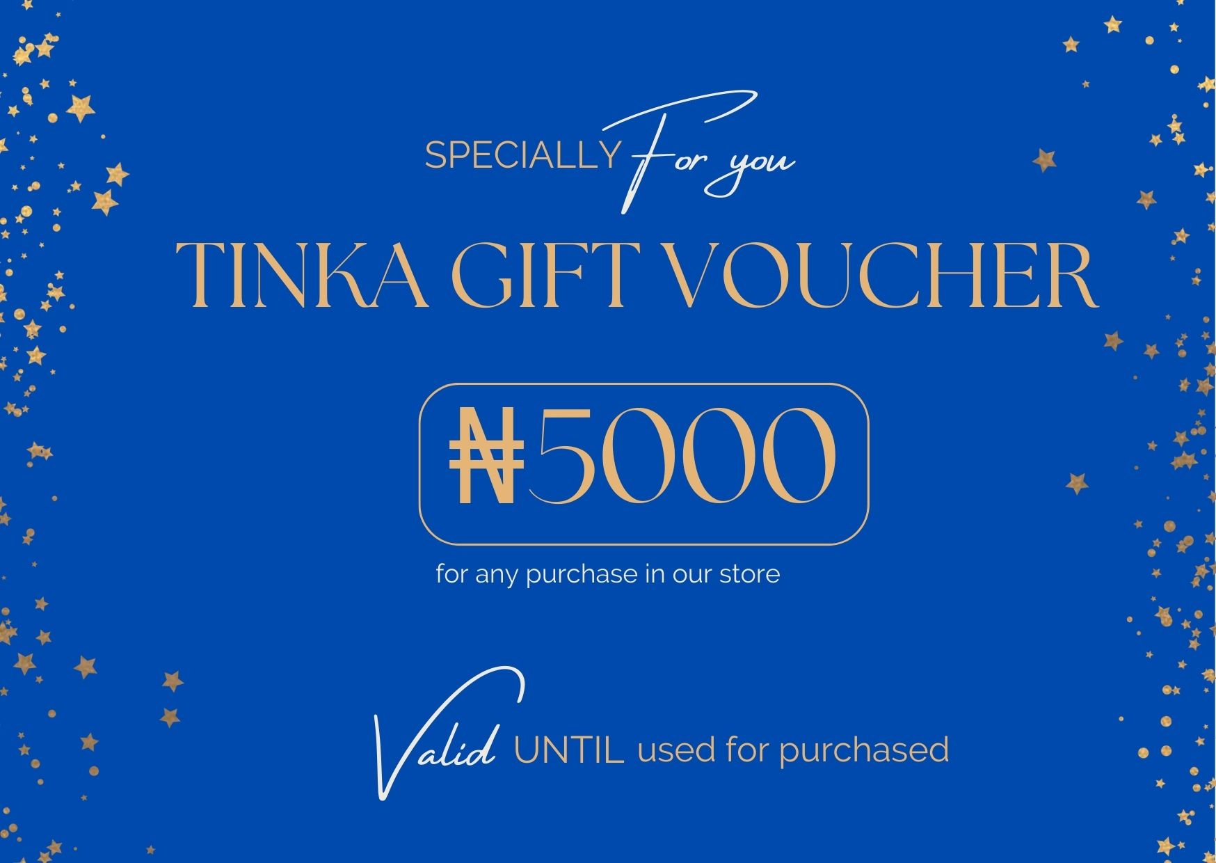 Blue Tinka Voucher Gift Certificate 2000